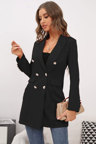 Buttoned Lapel Collar Long Sleeve Blazer - 1985 the VAULT Boutique