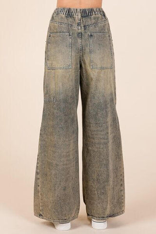 Mittoshop Washed Wide Leg Jeans with Pockets - 1985 the VAULT Boutique