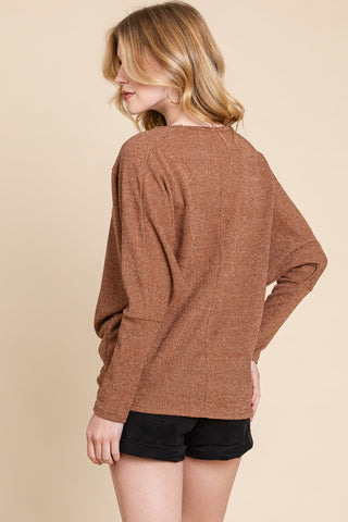 BOMBOM Drop Shoulder Long Sleeve Knit Top - 1985 the VAULT Boutique