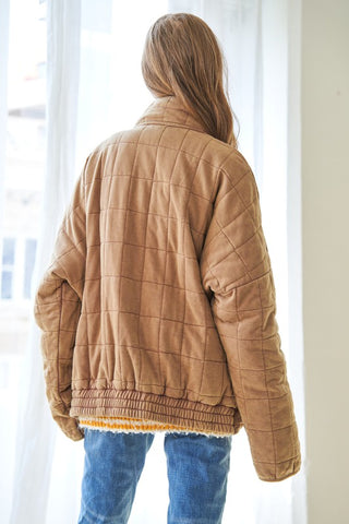 Washed Soft Comfy Quilting Zip Closure Jacket - 1985 the VAULT Boutique