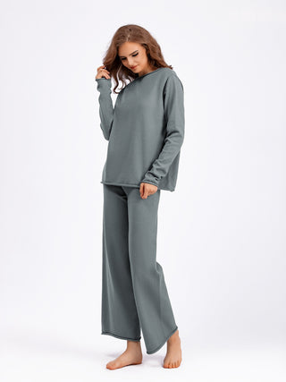 Basic Bae Rolled Round Neck Top and Pants Sweater Set - 1985 the VAULT Boutique