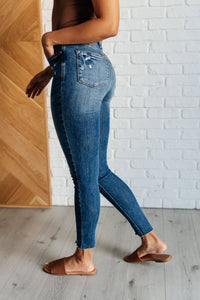 Alba High Rise Control Top Distressed Hem Skinny Jeans - Happily Ever Atchison Shop Co.