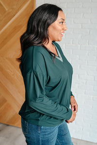 All Out Comfort V - Neck Pullover in Midnight Green - Happily Ever Atchison Shop Co.