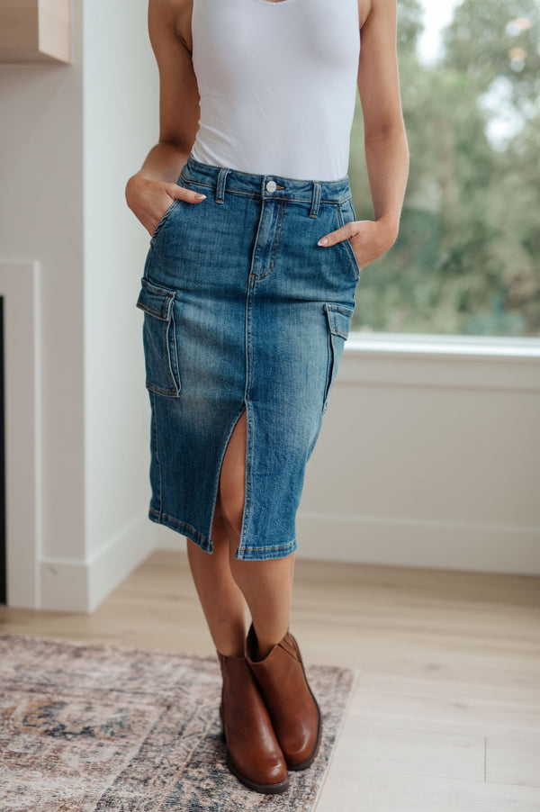 Always Be There Cargo Denim Skirt - Happily Ever Atchison Shop Co.