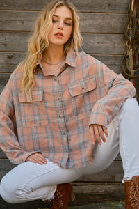 And The Why Full Size Plaid Button Up Raw Hem Shirt - Happily Ever Atchison Shop Co.