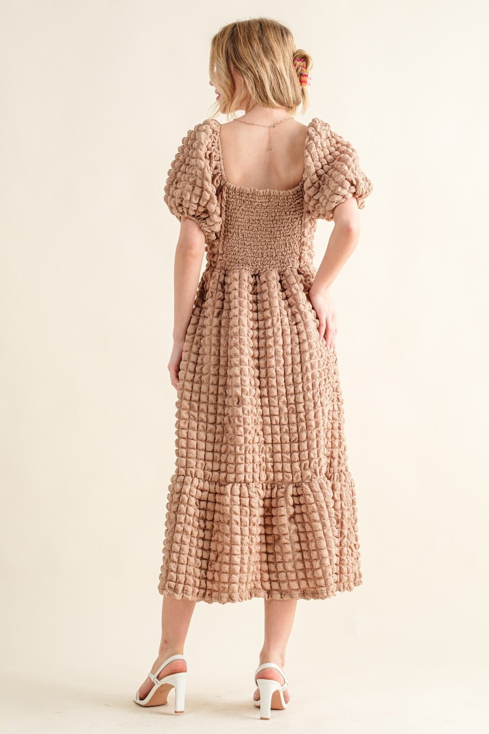 And The Why Full Size Square Neck Puff Sleeve Dress - Happily Ever Atchison Shop Co.