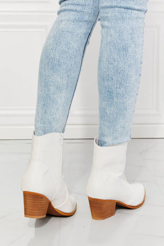 MMShoes Watertower Town Faux Leather Western Ankle Boots in White - 1985 the VAULT Boutique