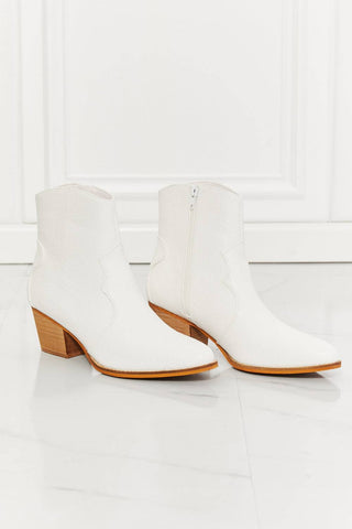 MMShoes Watertower Town Faux Leather Western Ankle Boots in White - 1985 the VAULT Boutique