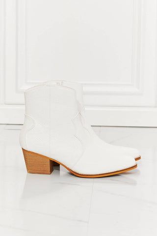 MMShoes Watertower Town Faux Leather Western Ankle Boots in White - 1985 the VAULT Boutique