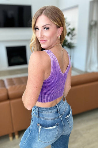 When and Where Reversible Ribbed Cropped Tank in Purple - 1985 the VAULT Boutique