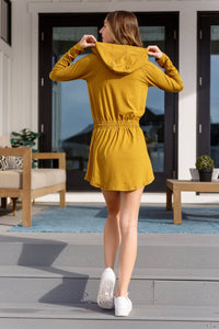 Getting Out Long Sleeve Hoodie Romper Gold Spice - 1985 the VAULT Boutique