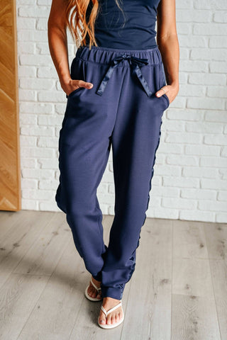 Lysa Satin Stripe Lounge Pants in Smoky Navy - 1985 the VAULT Boutique