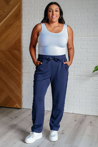 Lysa Satin Stripe Lounge Pants in Smoky Navy - 1985 the VAULT Boutique