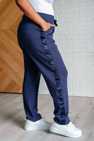 Lysa Satin Stripe Lounge Pants in Smoky Navy - 1985 the VAULT Boutique