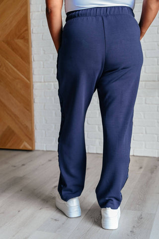 Lysa Satin Stripe Lounge Pants in Smoky Navy - 1985 the VAULT Boutique