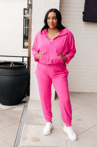 Morning Run Half Zip Hoodie in Sonic Pink - 1985 the VAULT Boutique