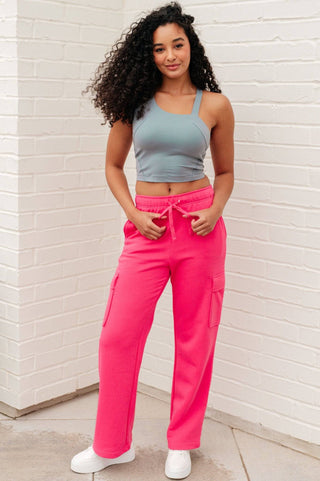 Run, Don't Walk Cargo Sweatpants in Flamingo Pink - 1985 the VAULT Boutique