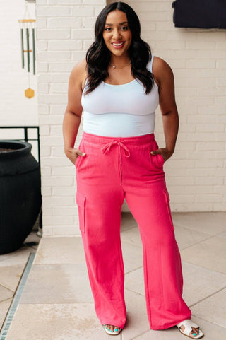 Run, Don't Walk Cargo Sweatpants in Flamingo Pink - 1985 the VAULT Boutique