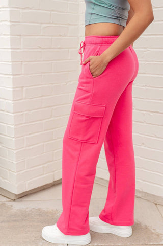 Run, Don't Walk Cargo Sweatpants in Flamingo Pink - 1985 the VAULT Boutique