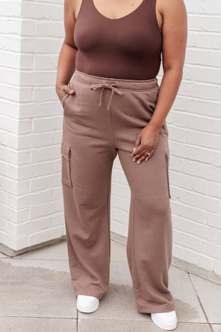 Run, Don't Walk Cargo Sweatpants in Smokey Brown - 1985 the VAULT Boutique