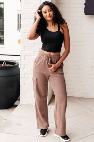 Run, Don't Walk Cargo Sweatpants in Smokey Brown - 1985 the VAULT Boutique