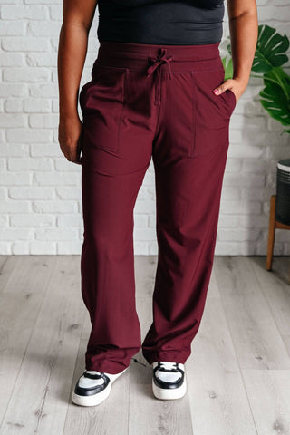 Runner's High Drawstring Joggers in Red Merlot - 1985 the VAULT Boutique