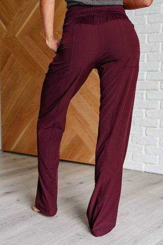 Runner's High Drawstring Joggers in Red Merlot - 1985 the VAULT Boutique