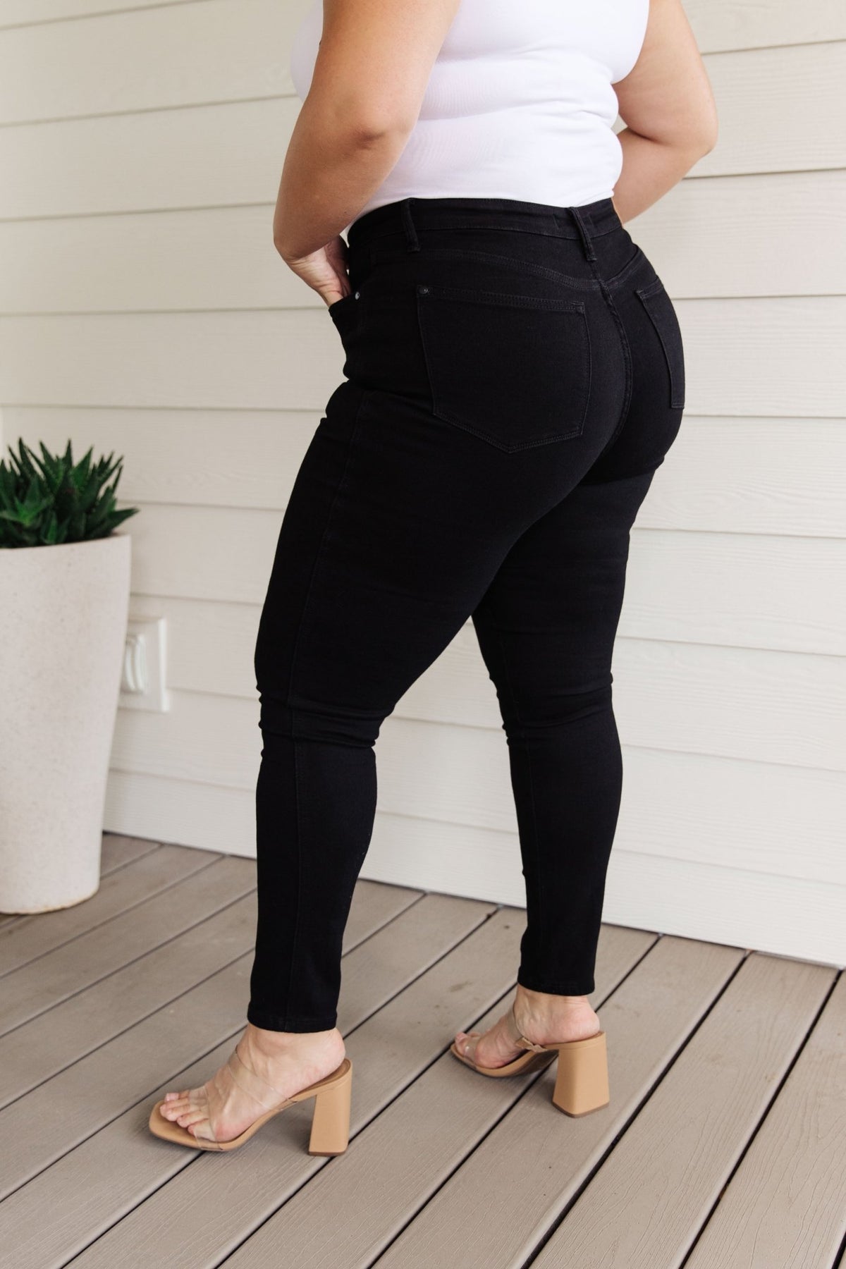 Audrey High Rise Control Top Classic Skinny Jeans in Black - Happily Ever Atchison Shop Co.