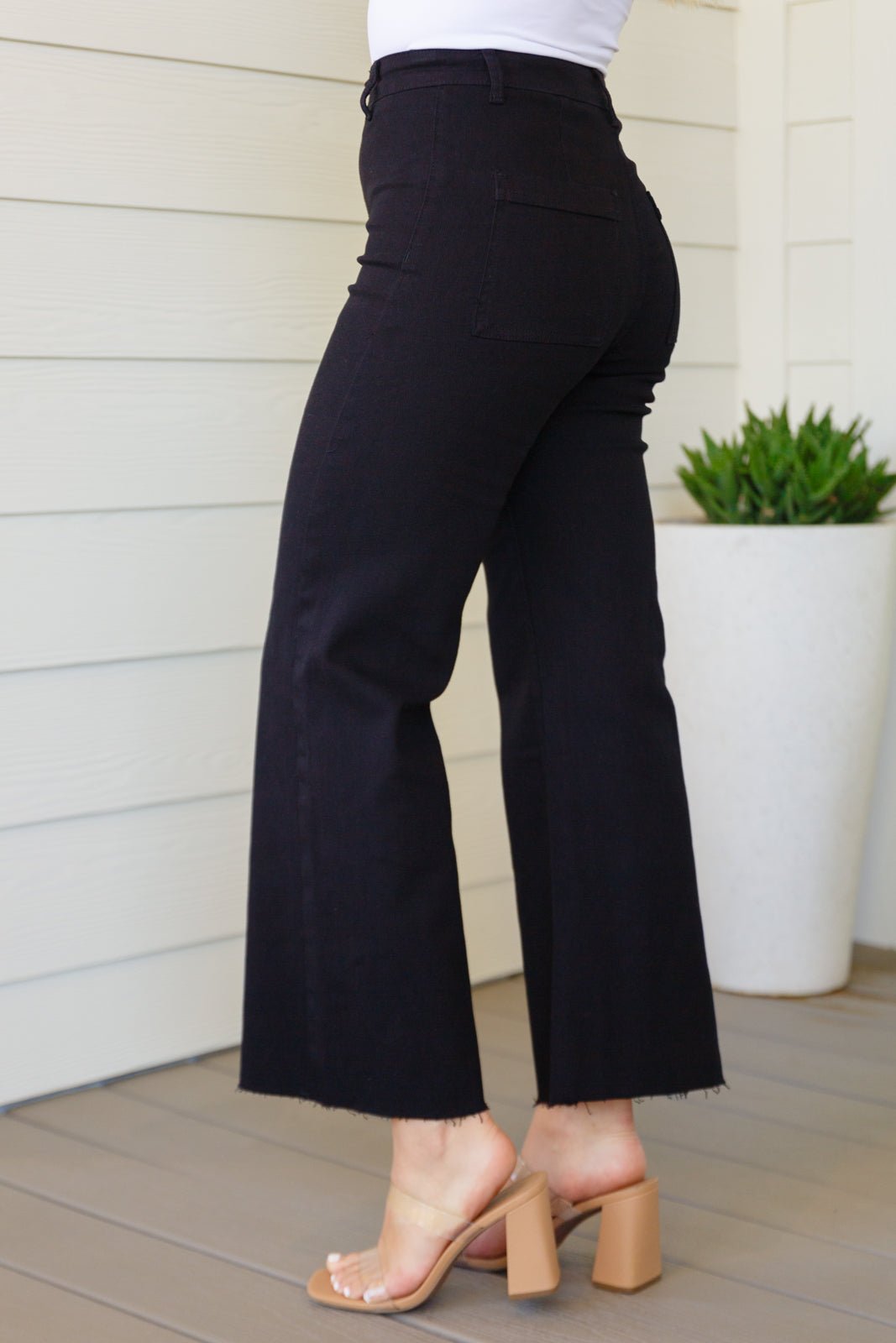 August High Rise Wide Leg Crop Jeans in Black - Happily Ever Atchison Shop Co.