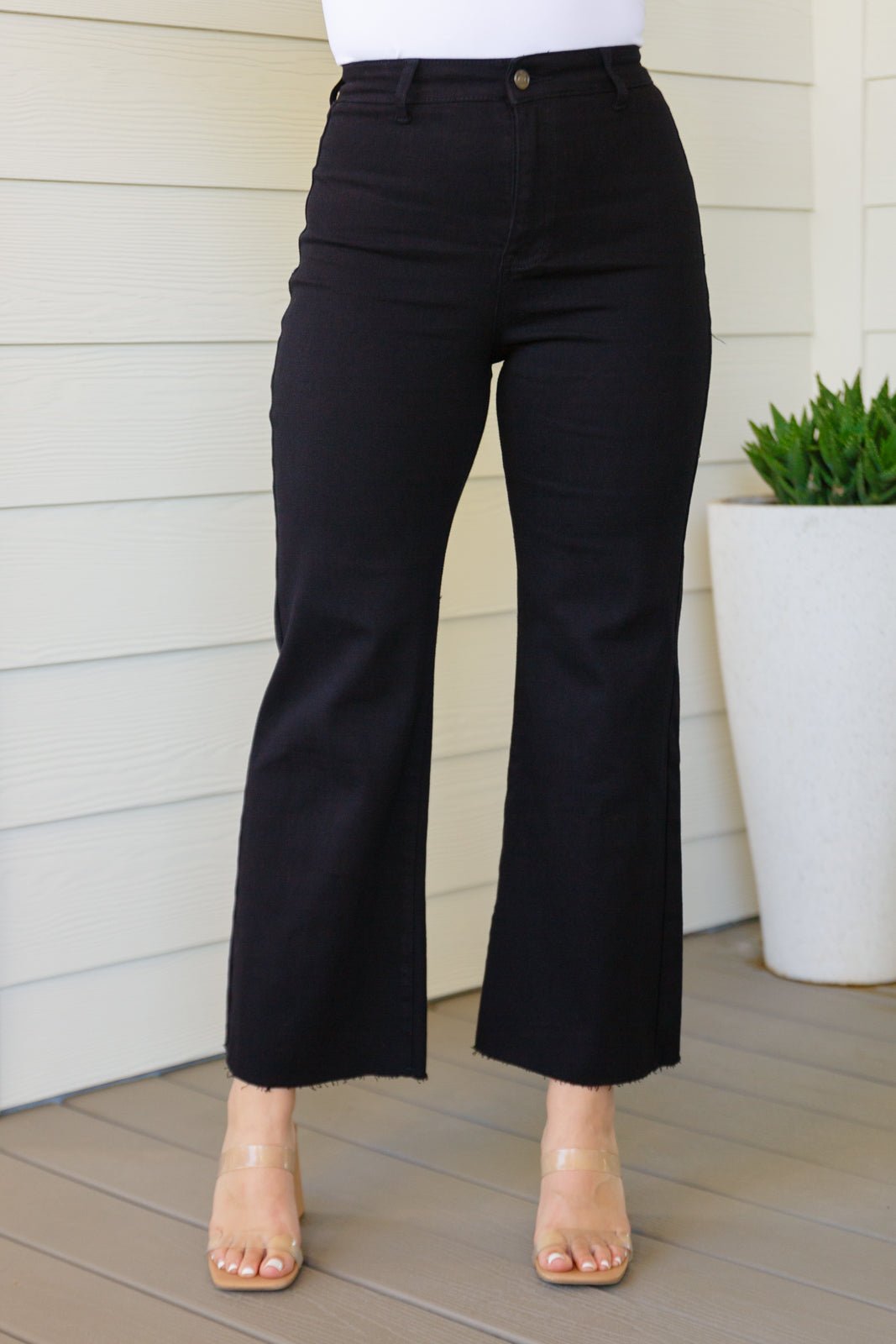 August High Rise Wide Leg Crop Jeans in Black - Happily Ever Atchison Shop Co.