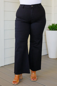 August High Rise Wide Leg Crop Jeans in Black - Happily Ever Atchison Shop Co.