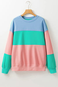 Color Block Round Neck Long Sleeve Sweatshirt - 1985 THE VAULT