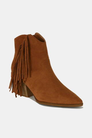 Beast Fashion Suede Fringe Point Toe Ankle Boots - 1985 the VAULT Boutique