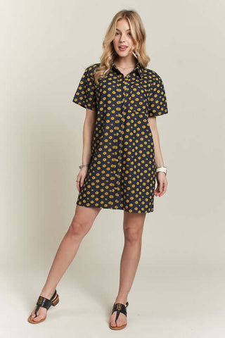 ADORA Floral Button-Up Mini Denim Dress - 1985 the VAULT Boutique