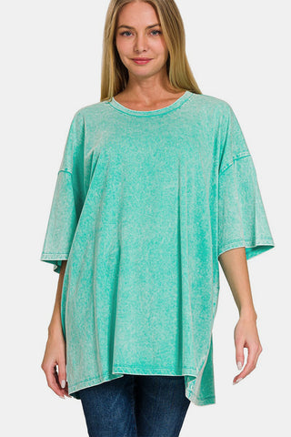 Zenana Full Size Washed Round Neck Drop Shoulder Oversized T-Shirt - 1985 the VAULT Boutique