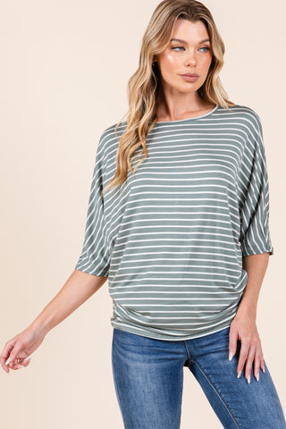 BOMBOM Striped Boat Neck Dolman Sleeve Top - 1985 the VAULT Boutique