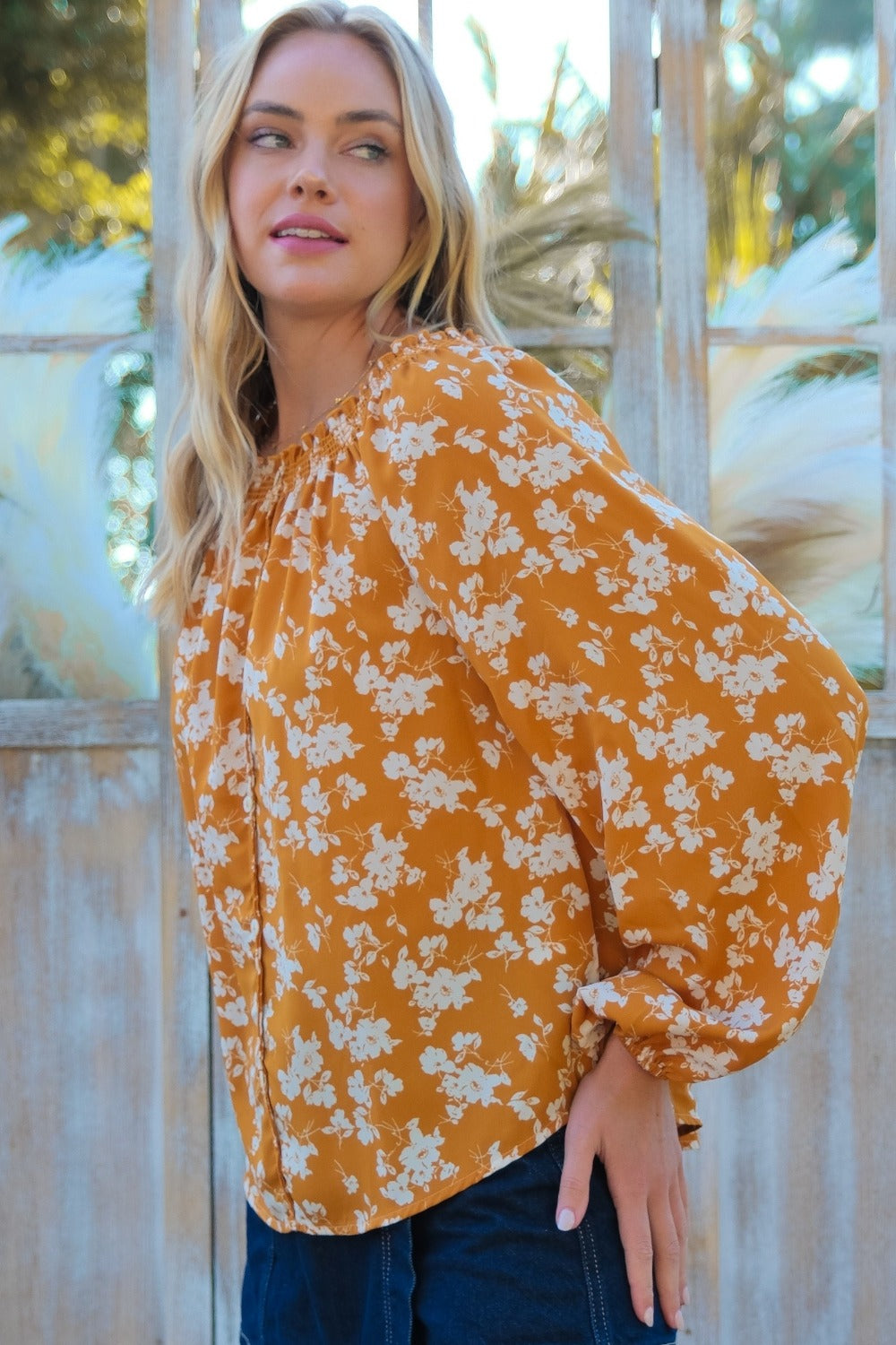 Hailey & Co Floral Off-Shoulder Balloon Sleeve Blouse - 1985 the VAULT Boutique