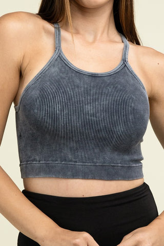 Basic Washed Ribbed Seamless Cropped Cami Top - 1985 the VAULT Boutique