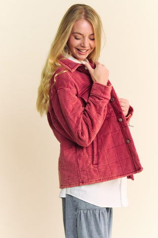 Davi & Dani Quilted Button Down Shacket with Chest Pockets - 1985 the VAULT Boutique