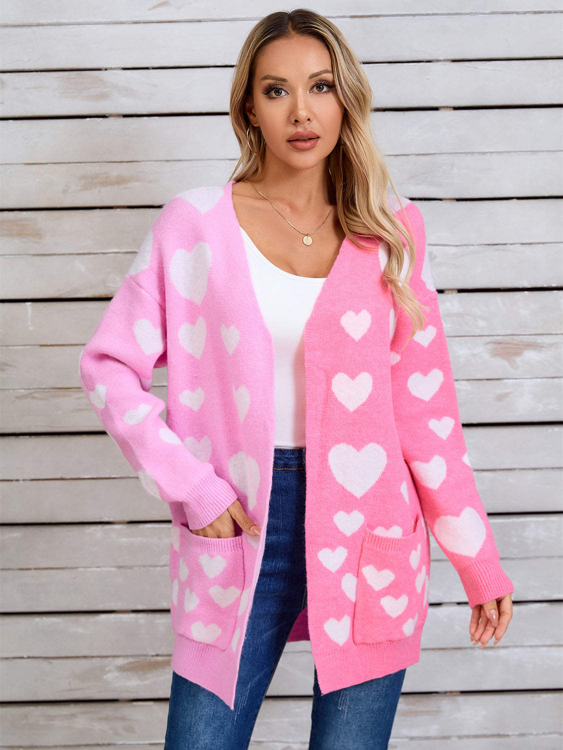 Angel Wings Heart Open Front Long Sleeve Cardigan - 1985 the VAULT Boutique