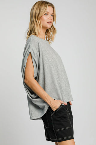 Umgee Exposed Seam Round Neck Batwing Sleeve Knit Top - 1985 the VAULT Boutique