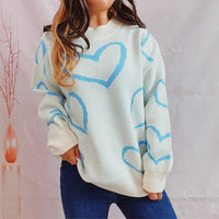 Heart Pattern Long Sleeve Sweater - 1985 the VAULT Boutique