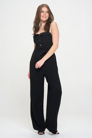 SLEEVELESS ADJUSTABLE STRAP BUTTON DOWN JUMPSUIT - 1985 the VAULT Boutique