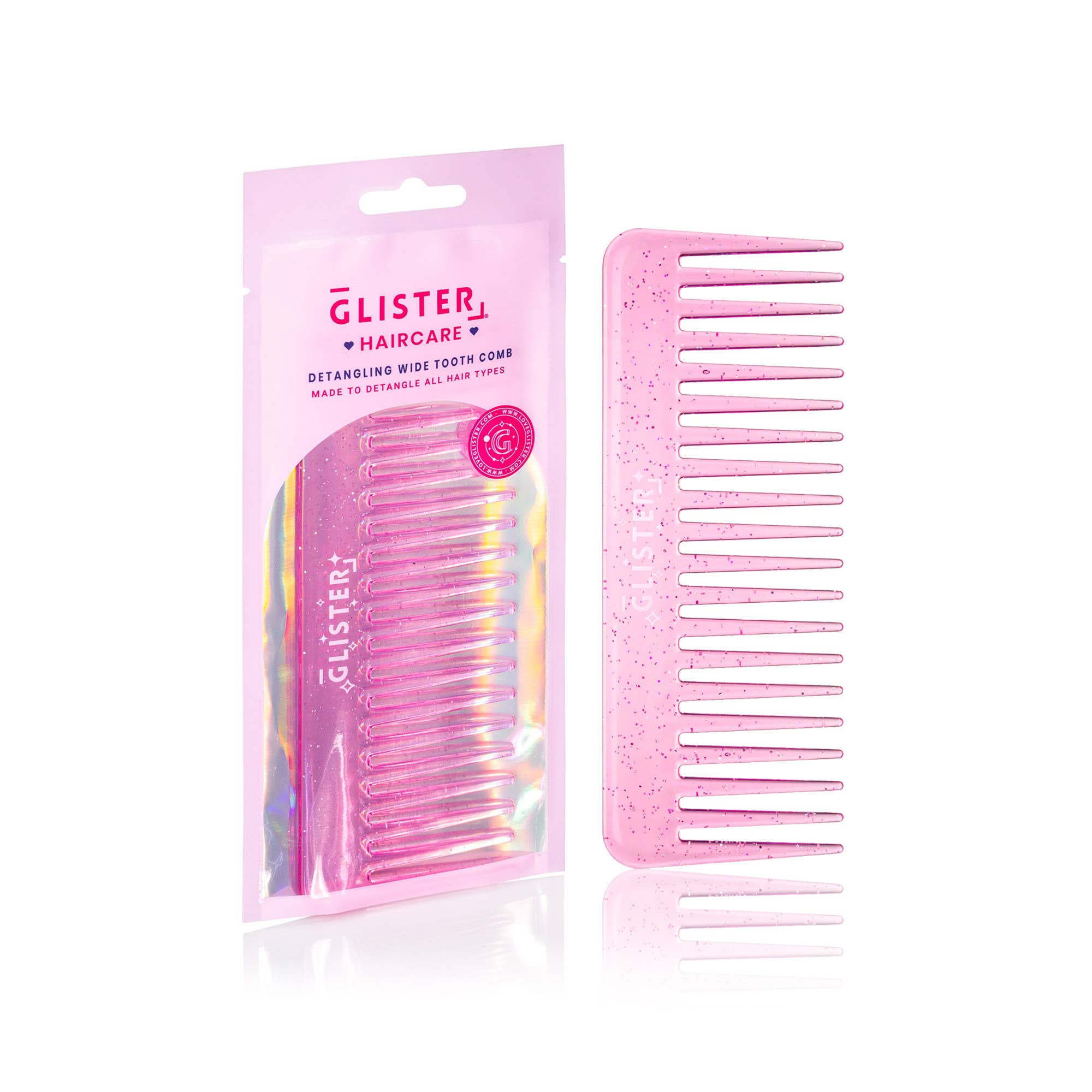 "Sparkle" Wide Tooth Detangling Comb | Glitter Finish