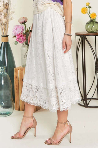 ADORA Elastic Waist Lace Midi Skirt - 1985 the VAULT Boutique