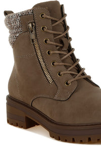 Mahisha Knitted Collar Zip-Up Hiker Boots - 1985 the VAULT Boutique