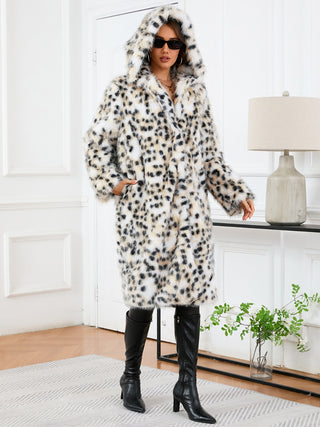 Thermal Leopard Faux Fur Hooded Outerwear - 1985 the VAULT Boutique