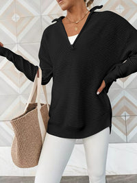 Half Zip Long Sleeve Knit Top - 1985 the VAULT Boutique