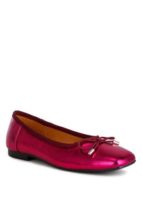 Primrose Metallic Pleather Bow Ballerinas - 1985 the VAULT Boutique