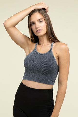 Basic Washed Ribbed Seamless Cropped Cami Top - 1985 the VAULT Boutique